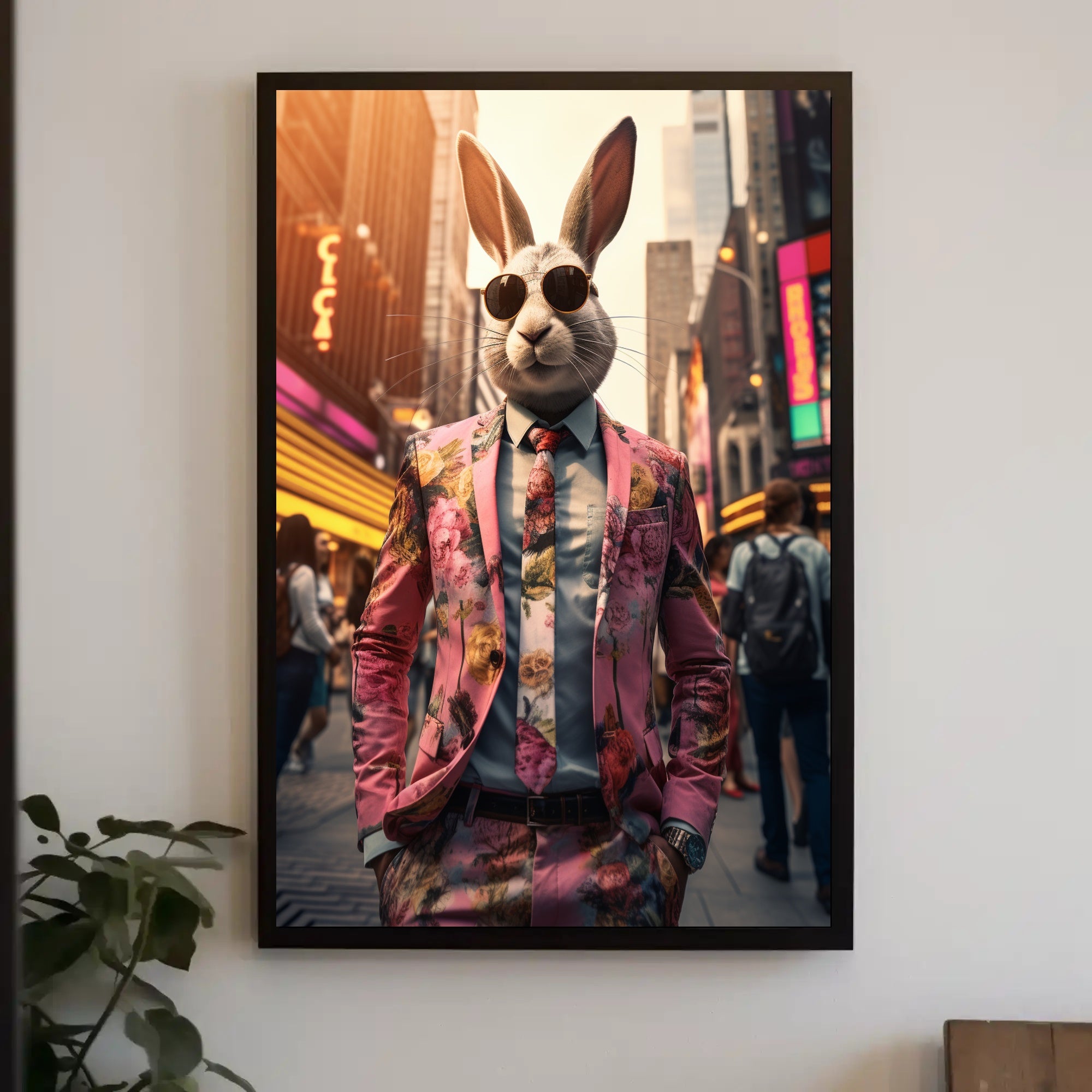 Stylish Rabbit In The City Poster