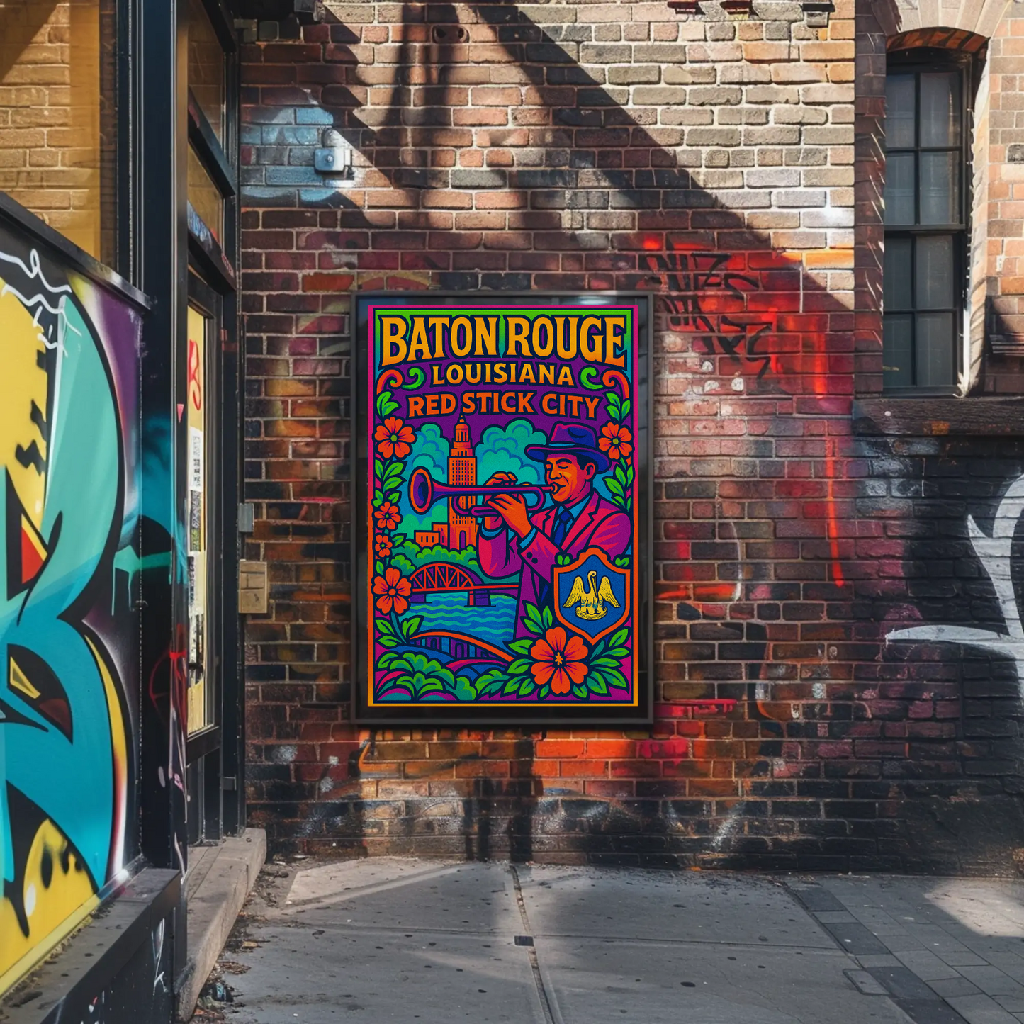 Baton Rouge Red Stick City Travel Poster