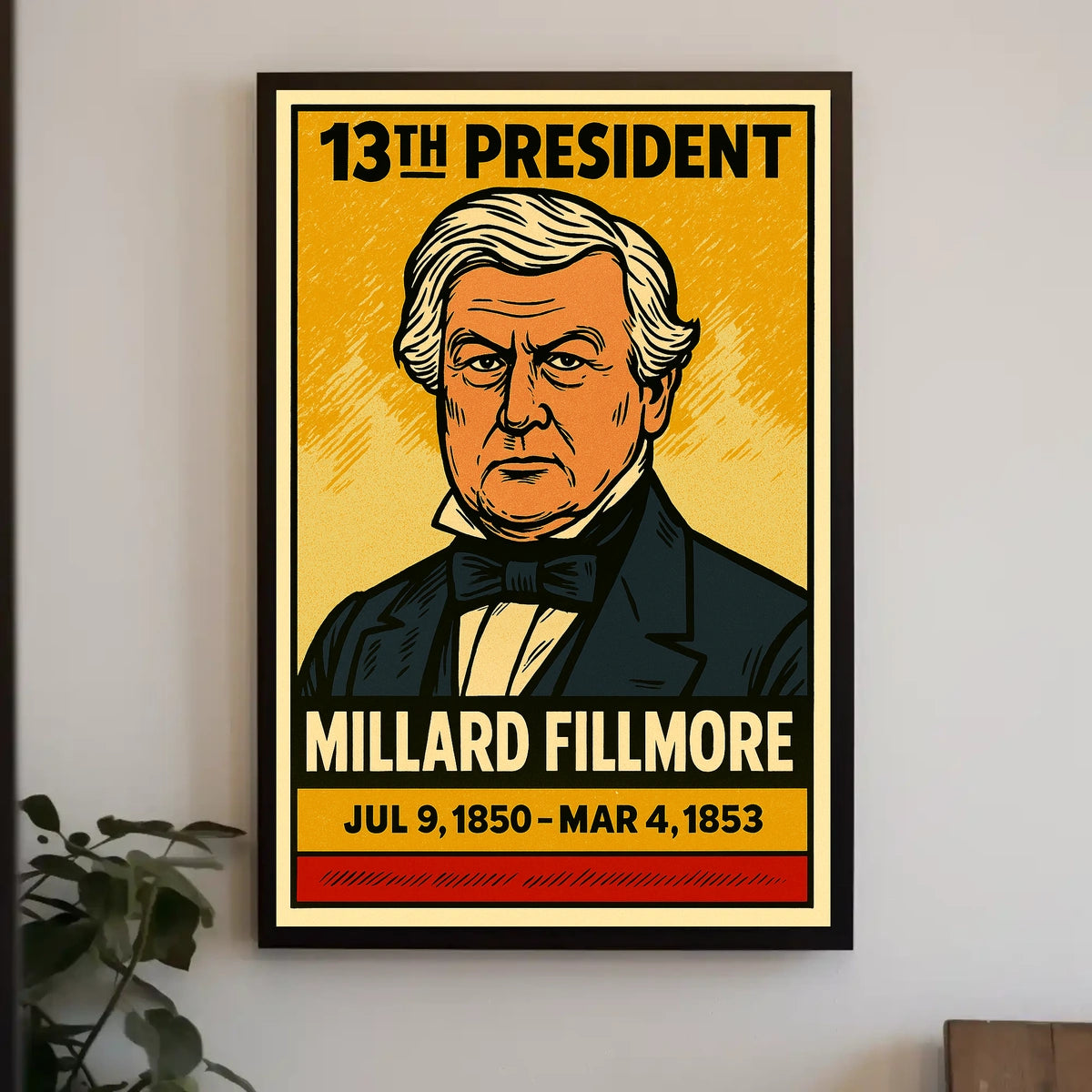 Millard Fillmore 13th President of the United States Inked Comic Style Poster