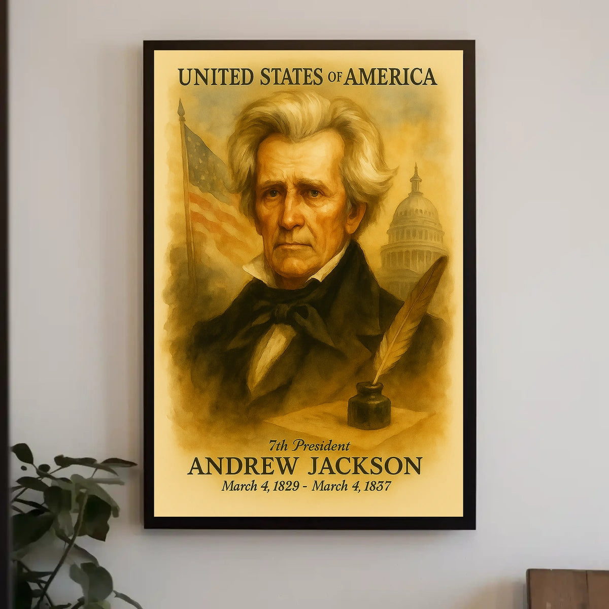 Andrew Jackson 7th President of the United States Vintage Watercolor Poster