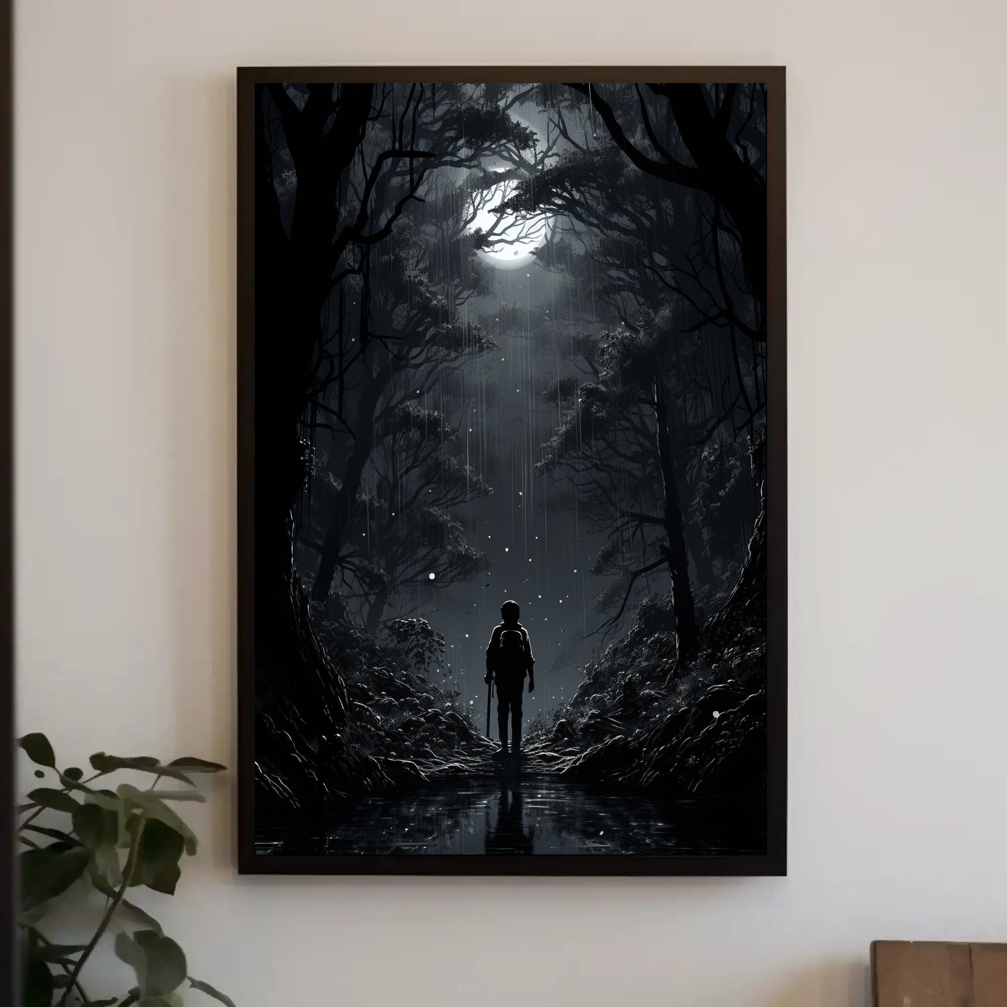 Moonlit Journey Through The Forest Poster