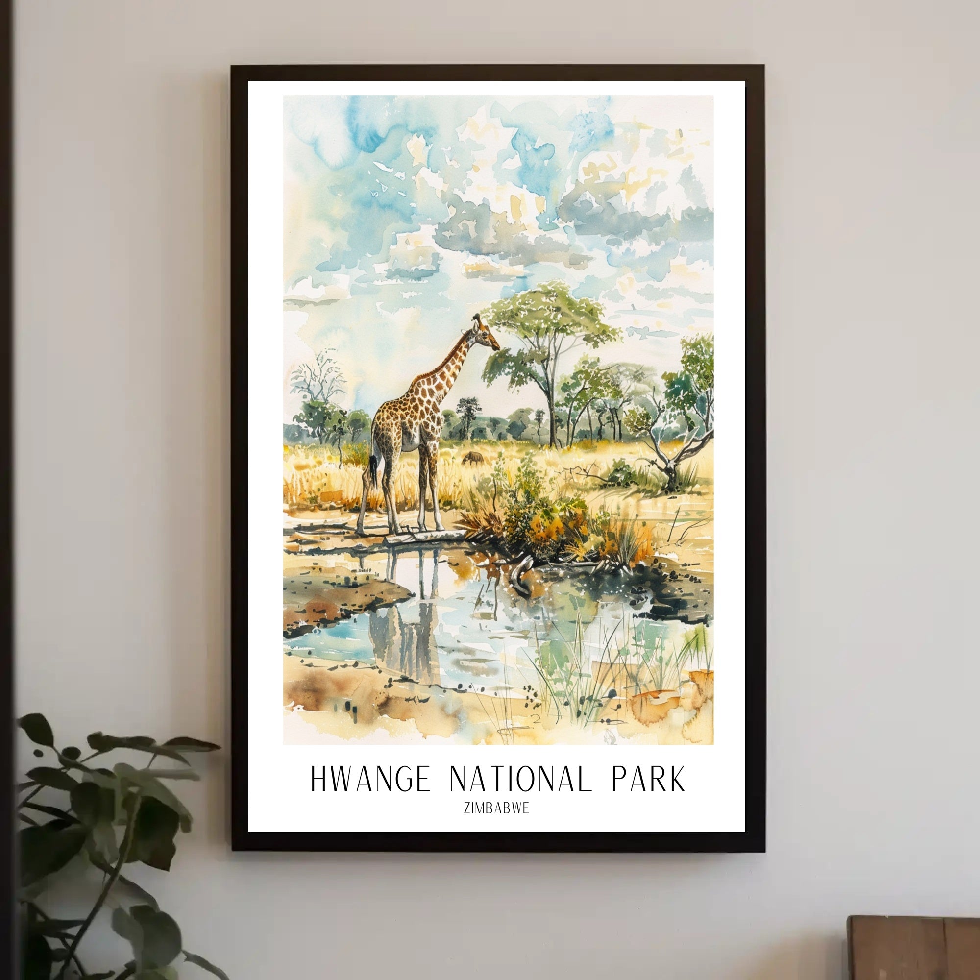 Hwange National Park Watercolor Art National Park Poster PosterGoat