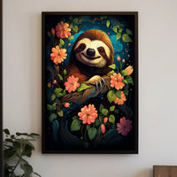 Enchanted Sloth In Bloom Poster