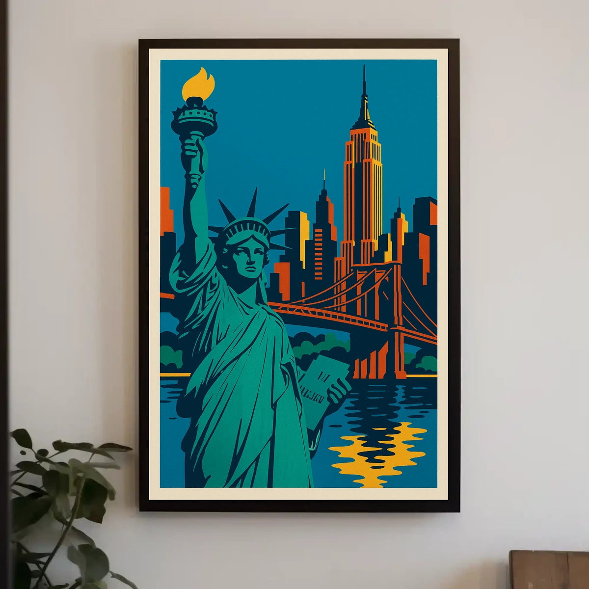 New York City Skyline Poster Retro Wall Art For Home Decor