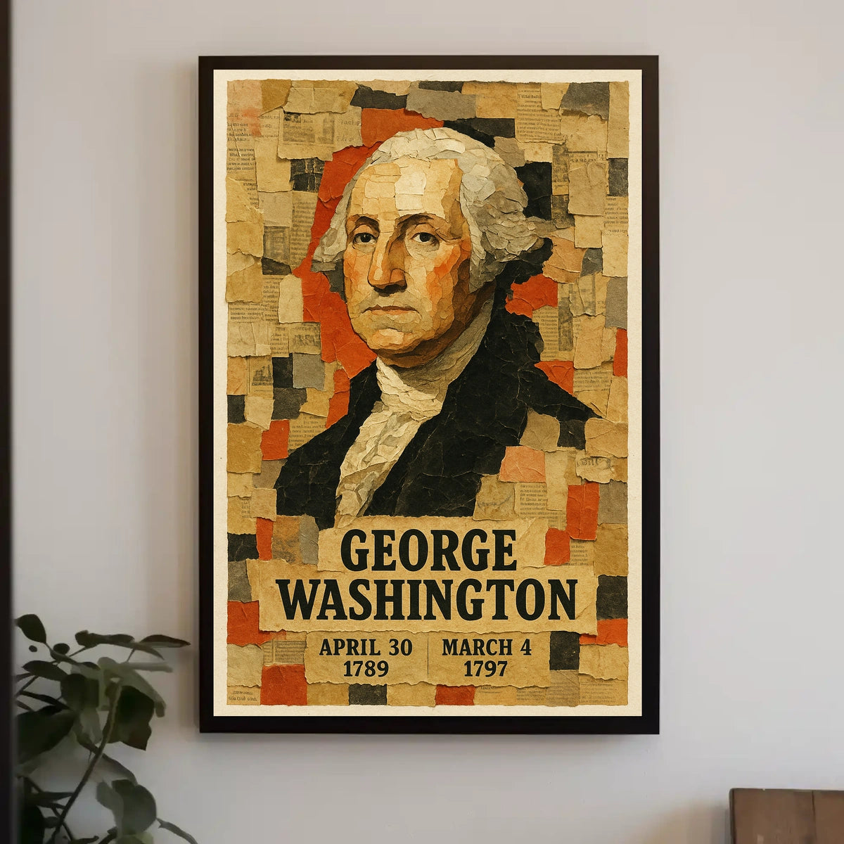 George Washington 1st President of the United States Layered paper Collage Poster