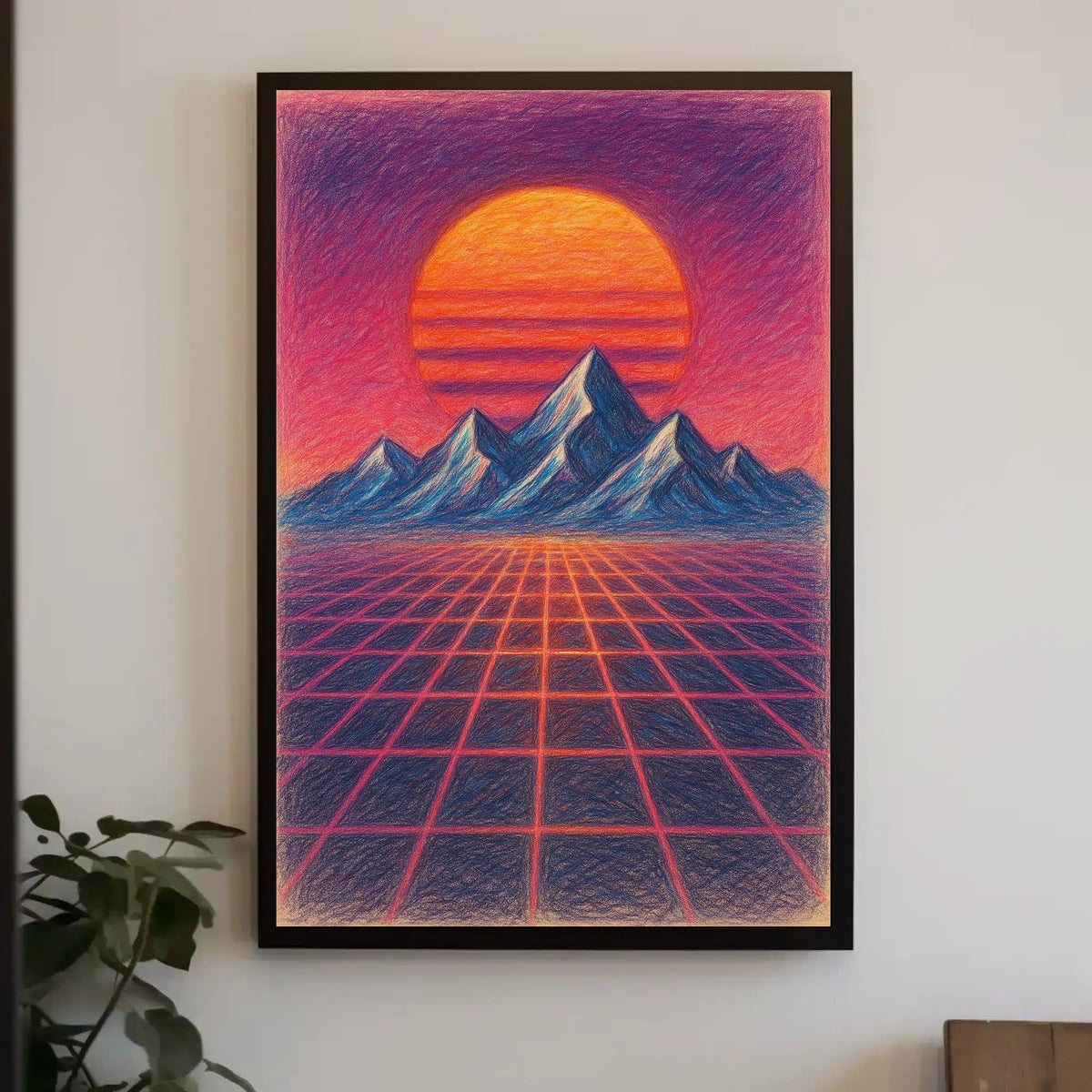 Vibrant Retro-Futuristic Synthwave Landscape Futuristic Sci-Fi Poster