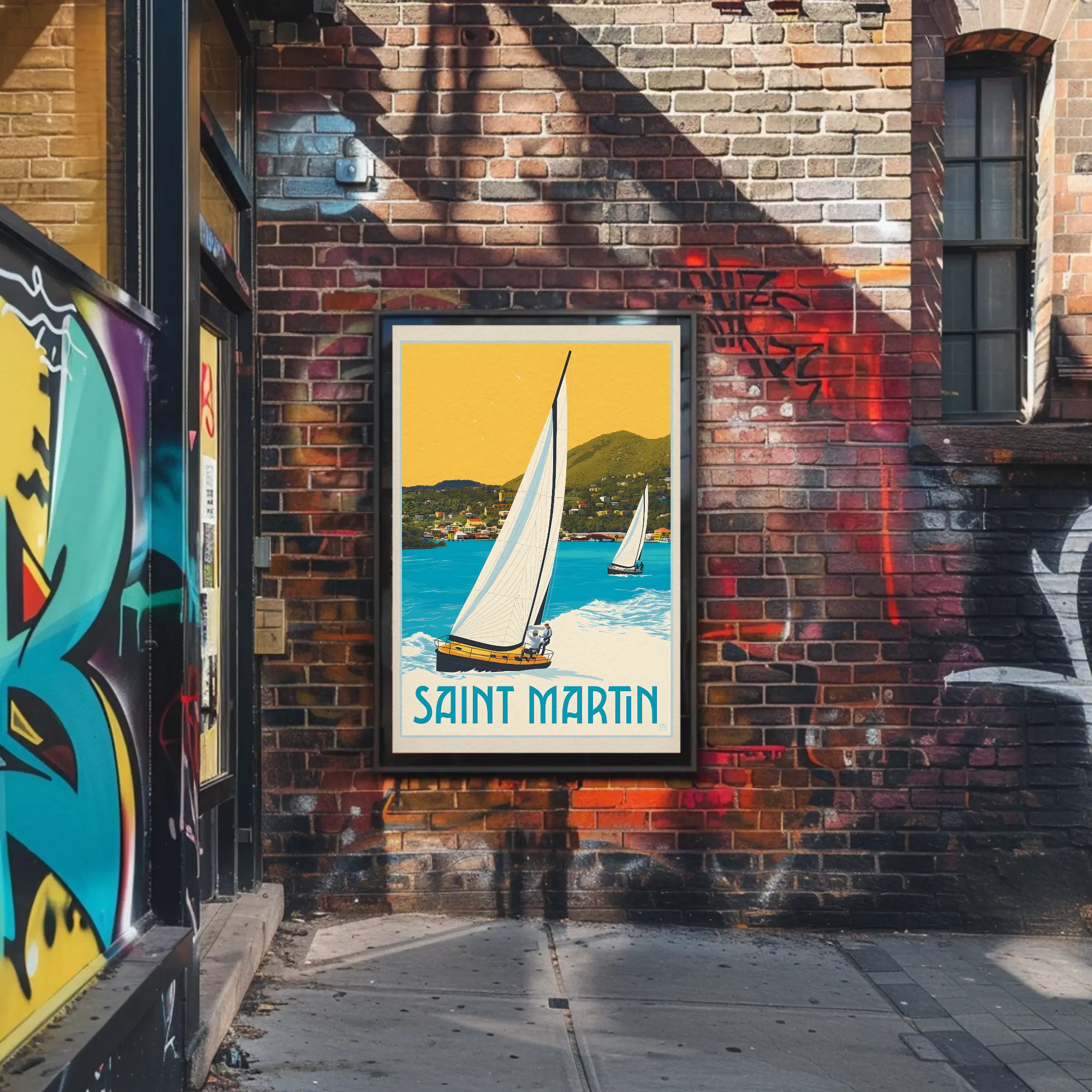 Saint Martin Caribbean Nautical Adventure Travel Poster