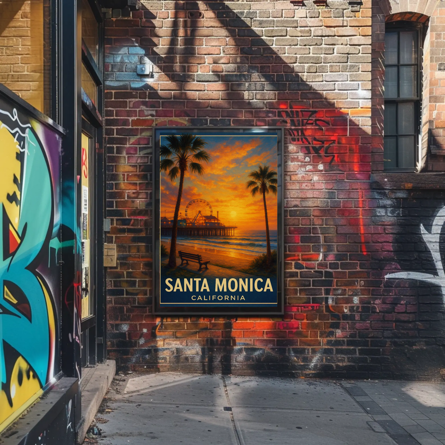 Santa Monica California Pier Ferris Sunset Beach Poster Poster