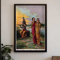 Serene Riverbank Encounter Poster PosterGoat