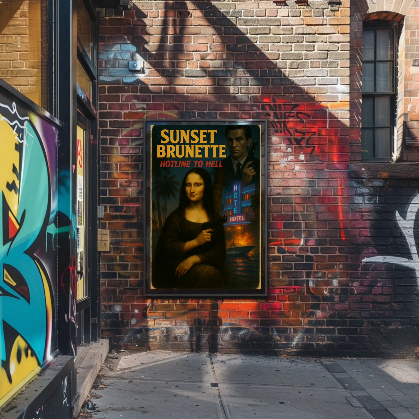 Sunset Brunette Mona Lisa Parody Noir Action Art Movie Poster