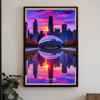 Chicago's Iconic Skyline at Sunset Poster