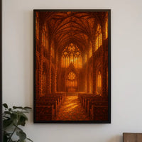Gothic Cathedral Interior Hyper Realistic Art Decor Poster