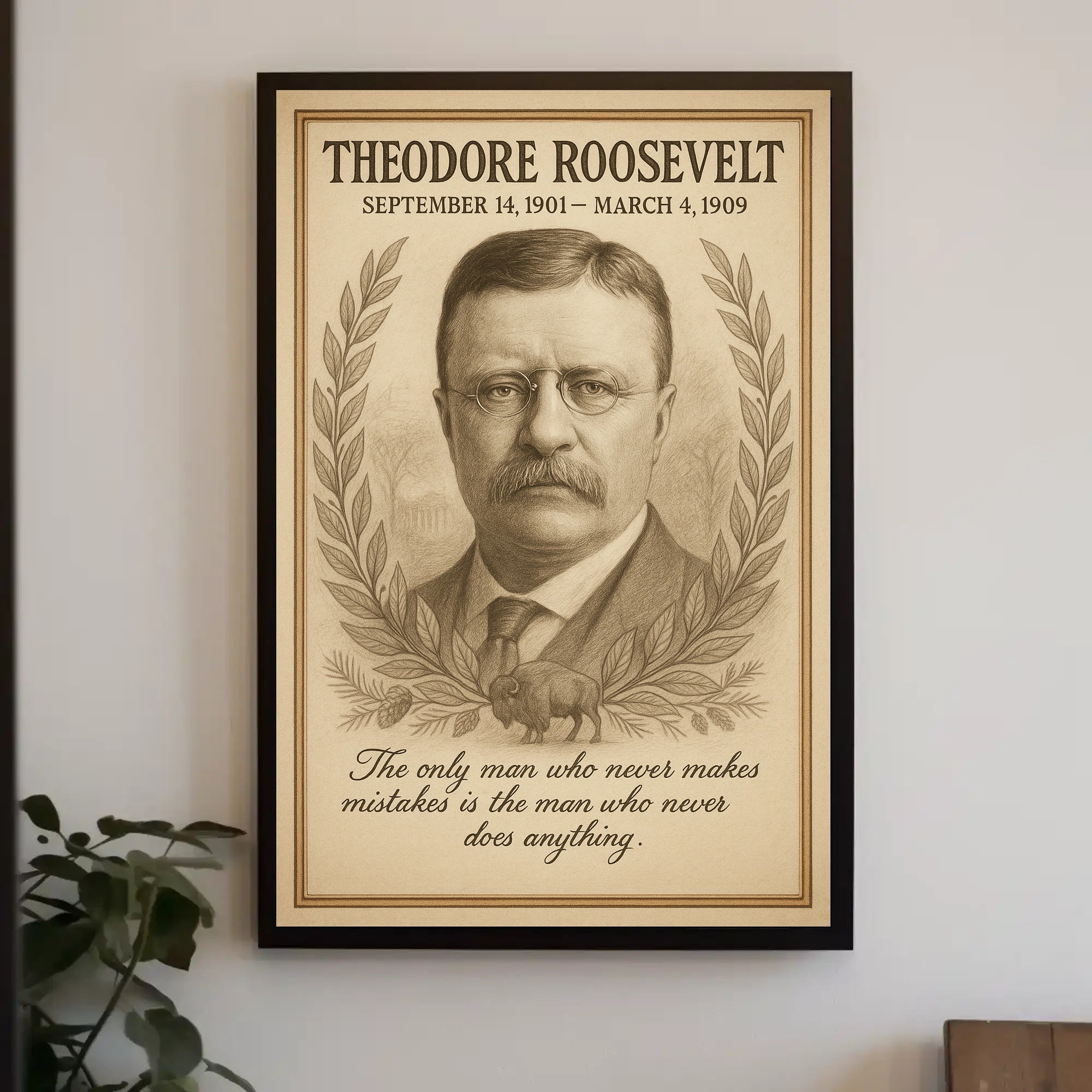Theodore Roosevelt President Sketch Poster 1901 1909 Vintage Wall Art Print PosterGoat