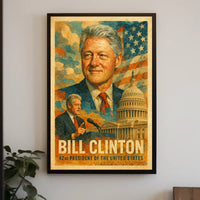 Bill Clinton 42nd President of the United States Layered Digital Collage Poster