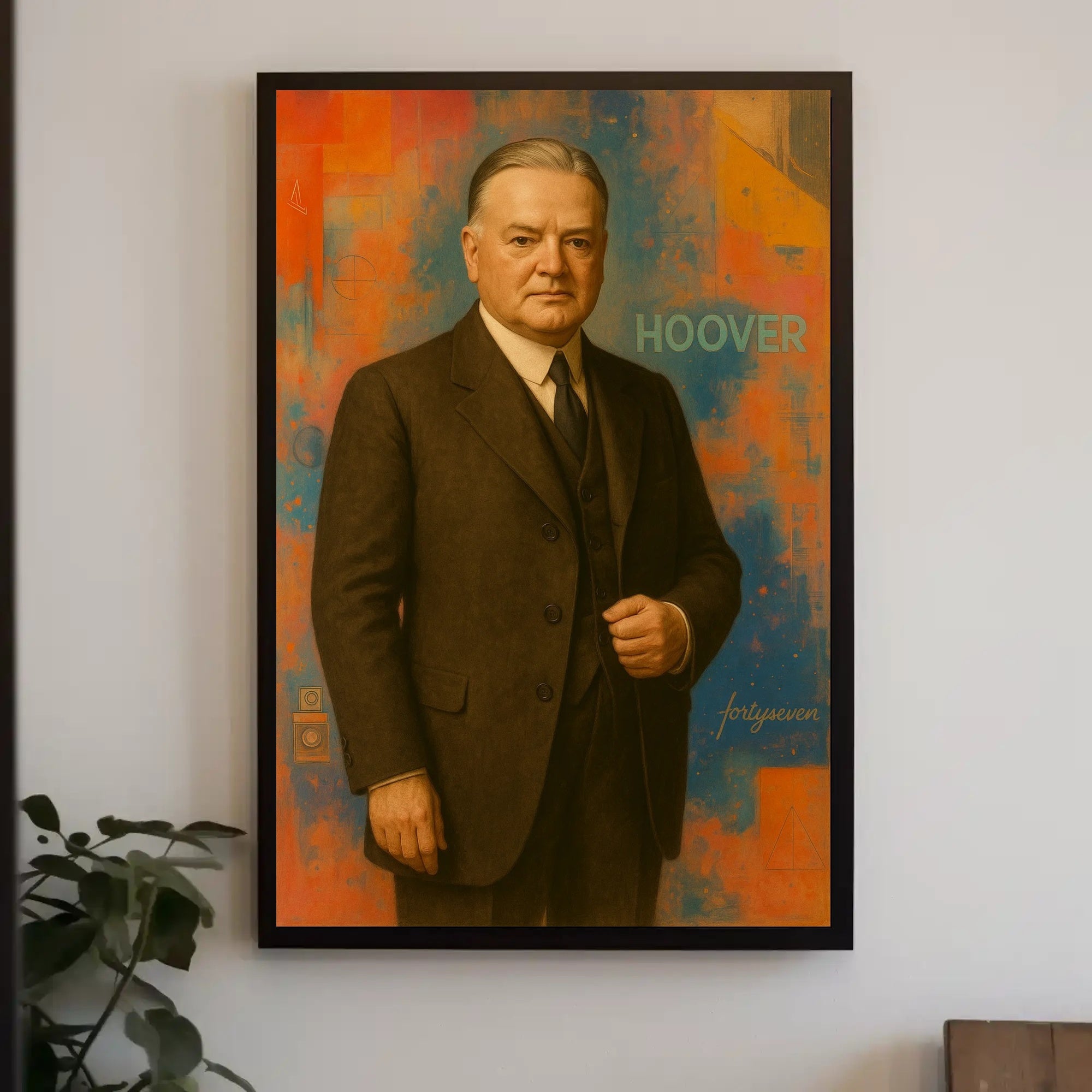 Elegant Portrait with Geometric Elegance: Abstract, Artistic Poster