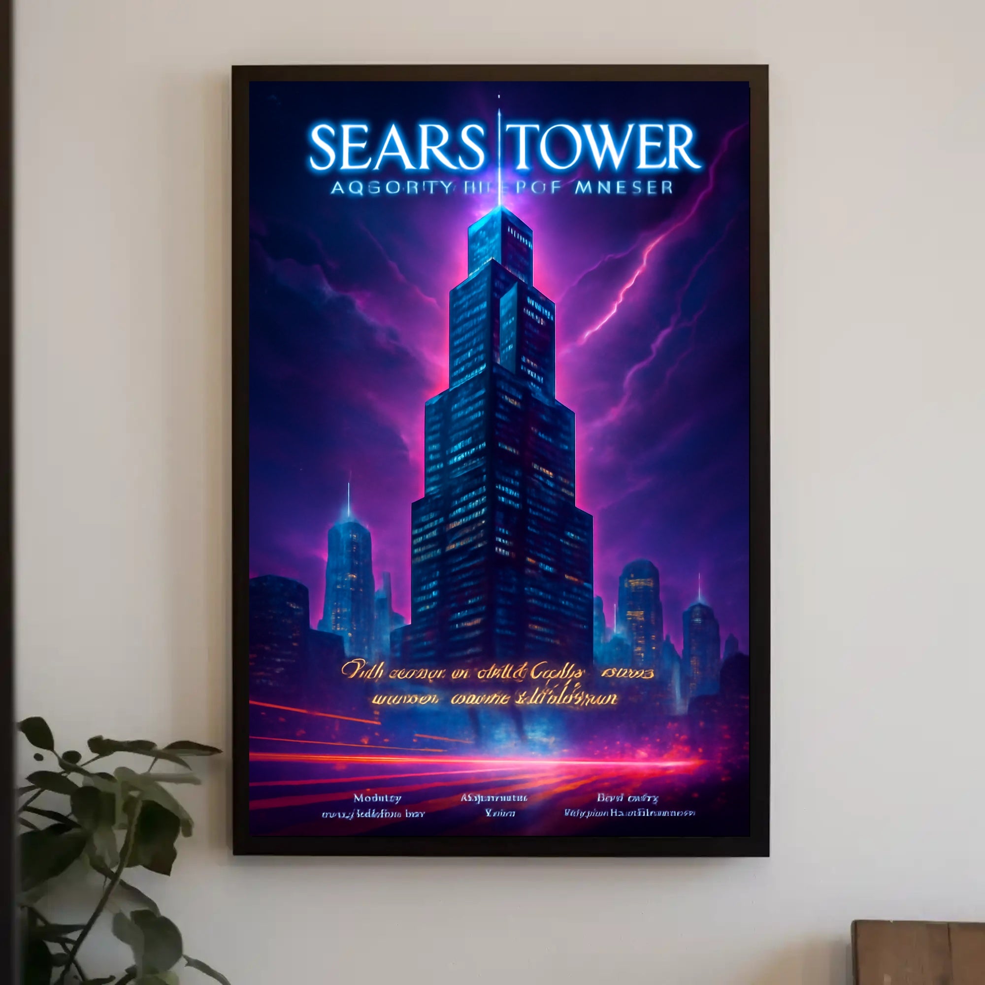 Chicago Skyline Lightning Storm Art: Urban or Cityscape Poster PosterGoat