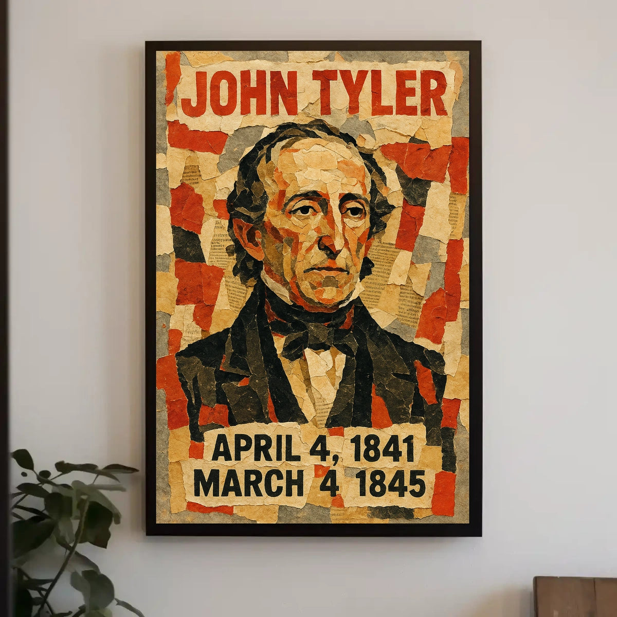 John Tyler 10th President of the United States Layered paper Collage Poster