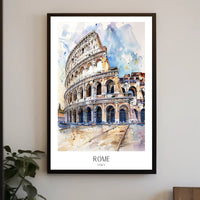 Colosseum Watercolor Illustration, Vibrant Travel Poster PosterGoat