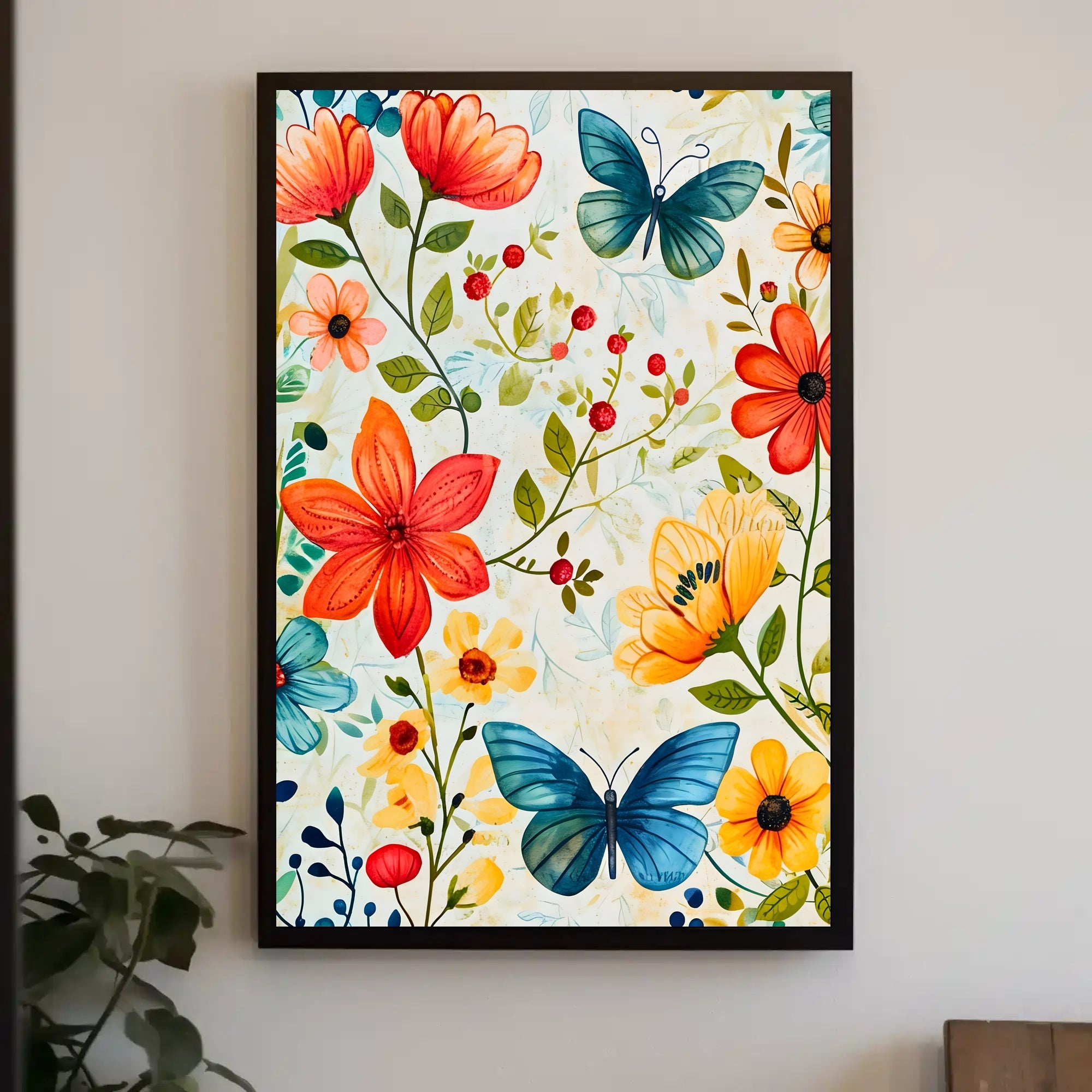 Vibrant Floral Garden: Watercolor Art Poster for Homes