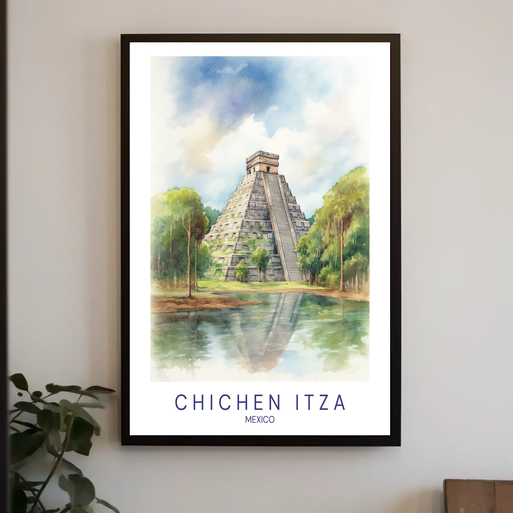 Chichen Itza Watercolor Serenity Cultural or Heritage Poster PosterGoat