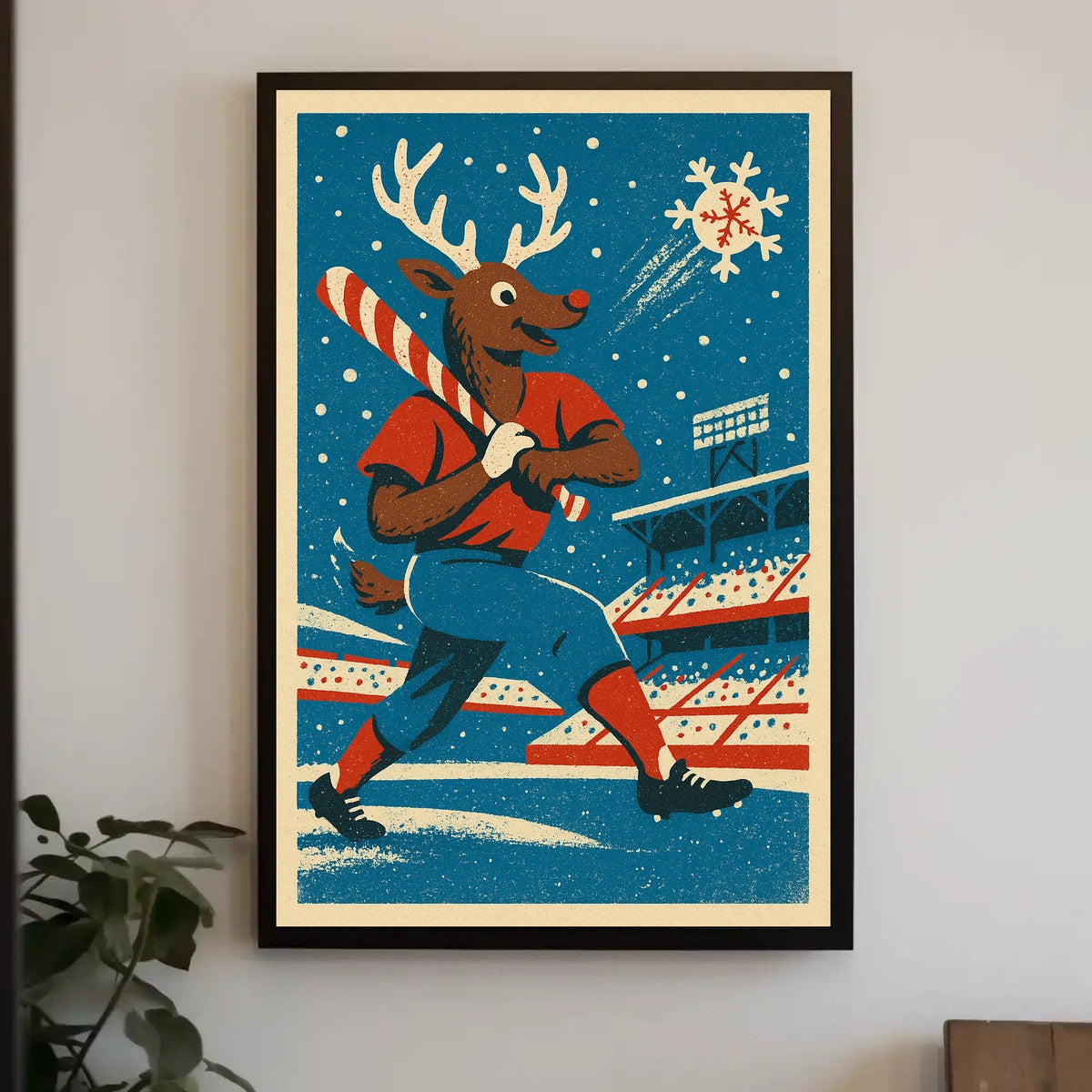 Reindeer Baseball Poster
