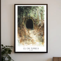 Cu Chi Tunnels Watercolor Travel Poster PosterGoat