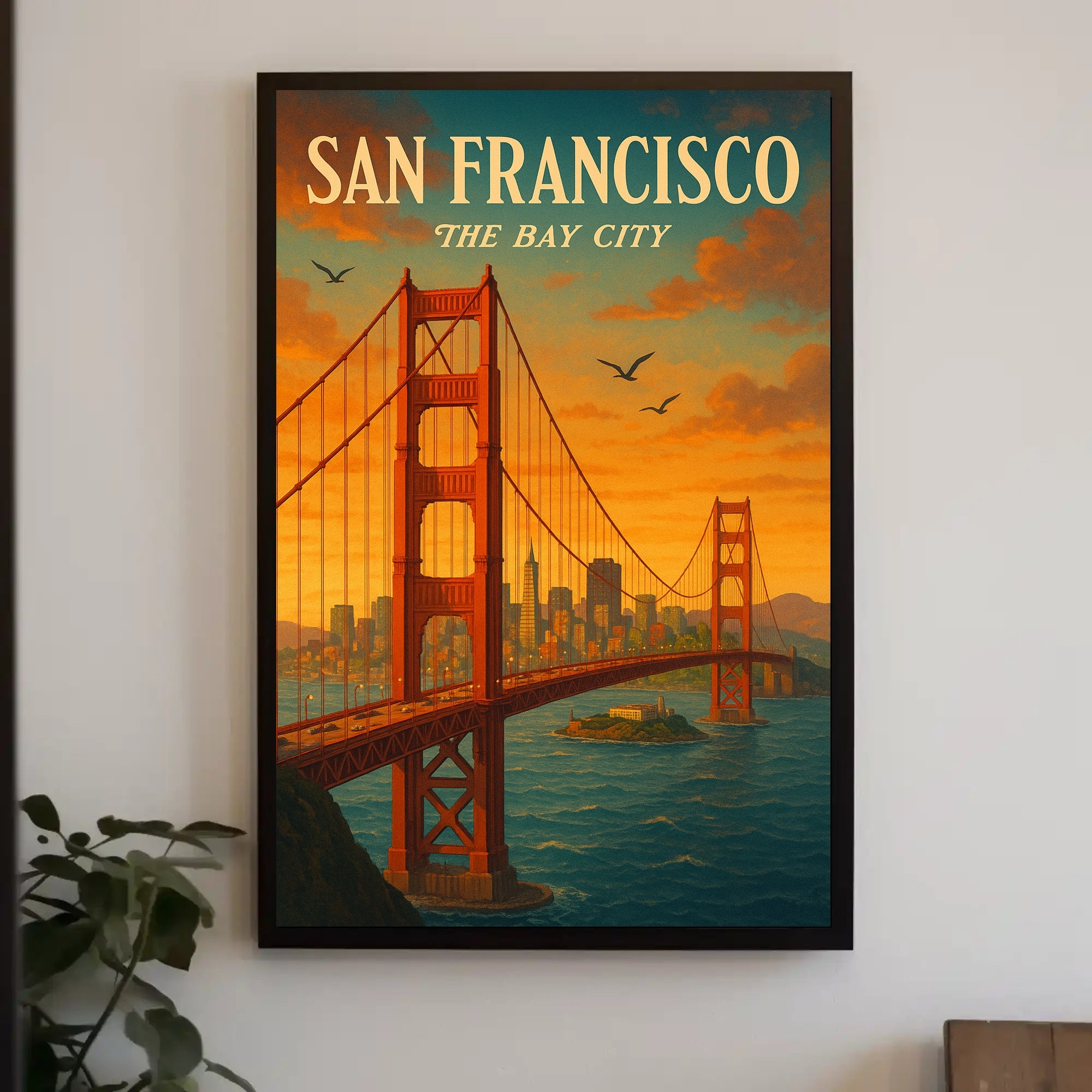 Golden Gate Bridge Sunset Travel Poster