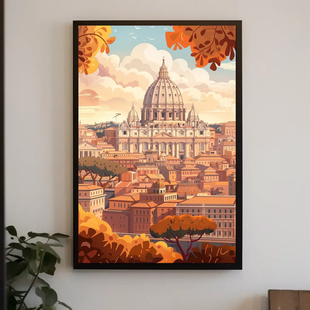 Rome's Iconic Autumn Cityscape Art Poster