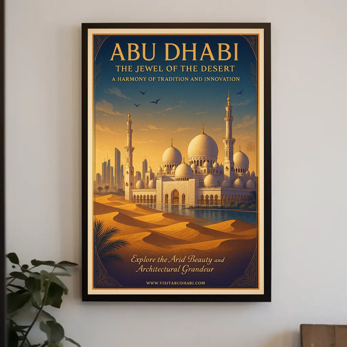 Majestic Abu Dhabi Vintage Travel Poster