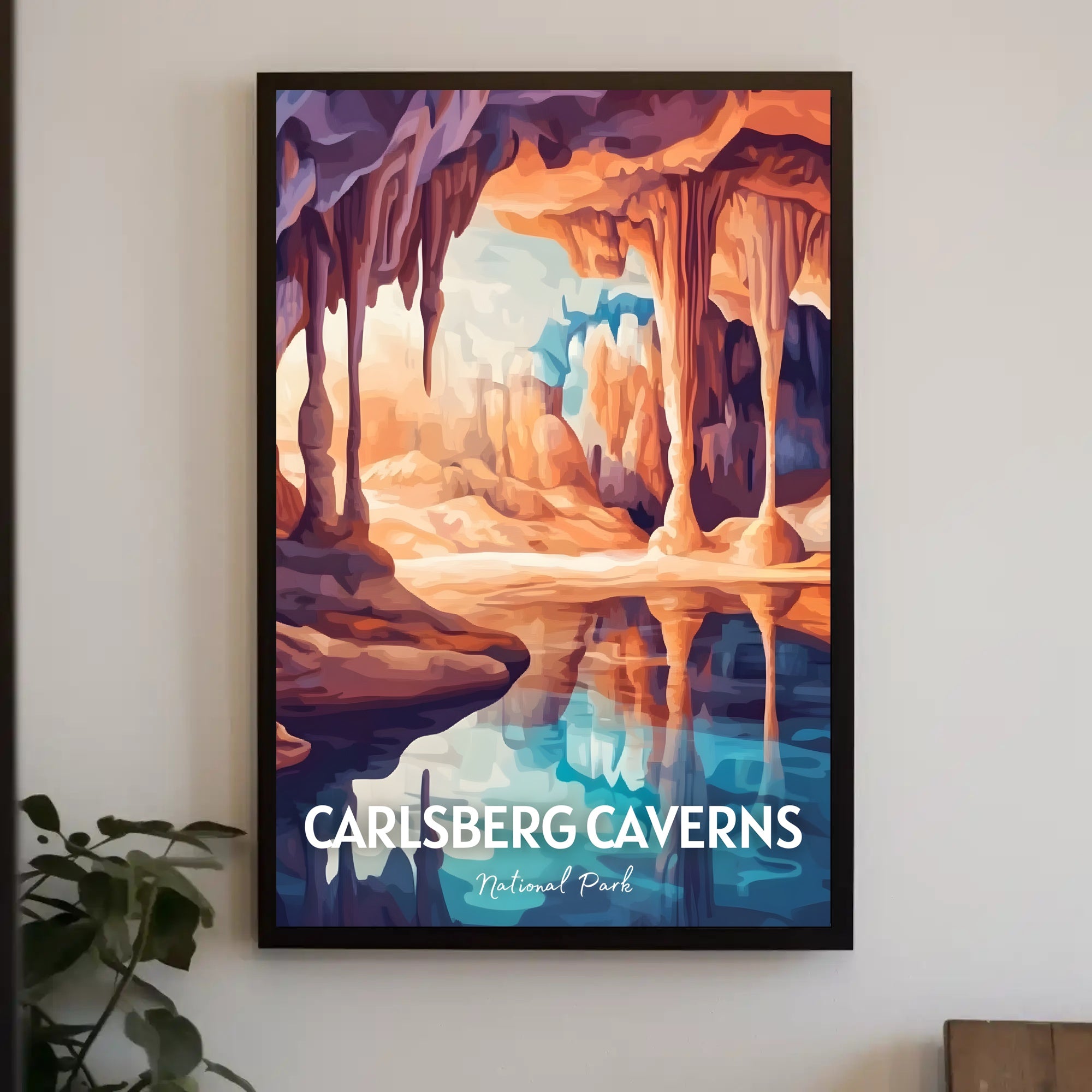 Artistic Carlsberg Caverns National Park Scenic Travel Poster
