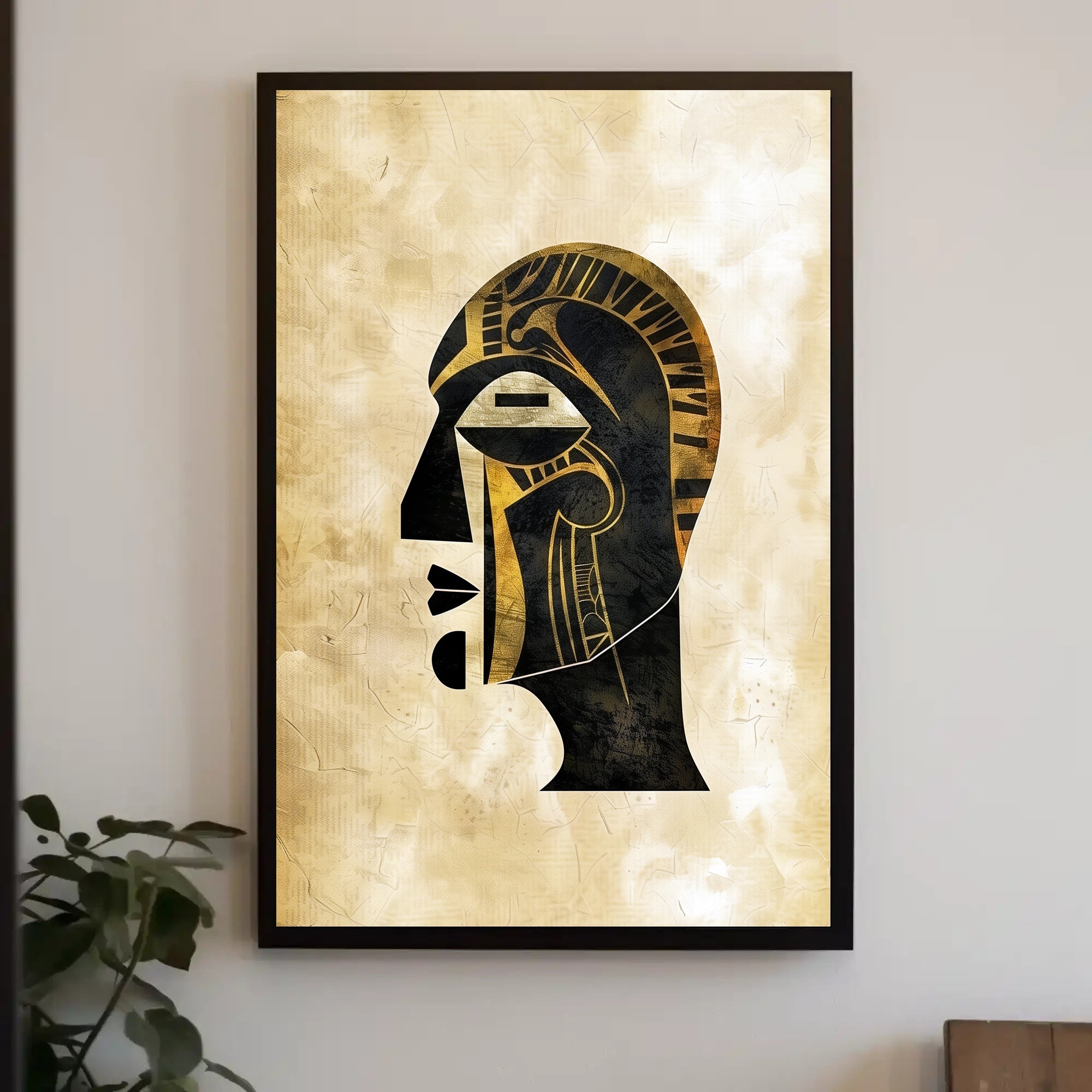 Pharaoh Abstract Poster Wall Art Gold Minimalist Print