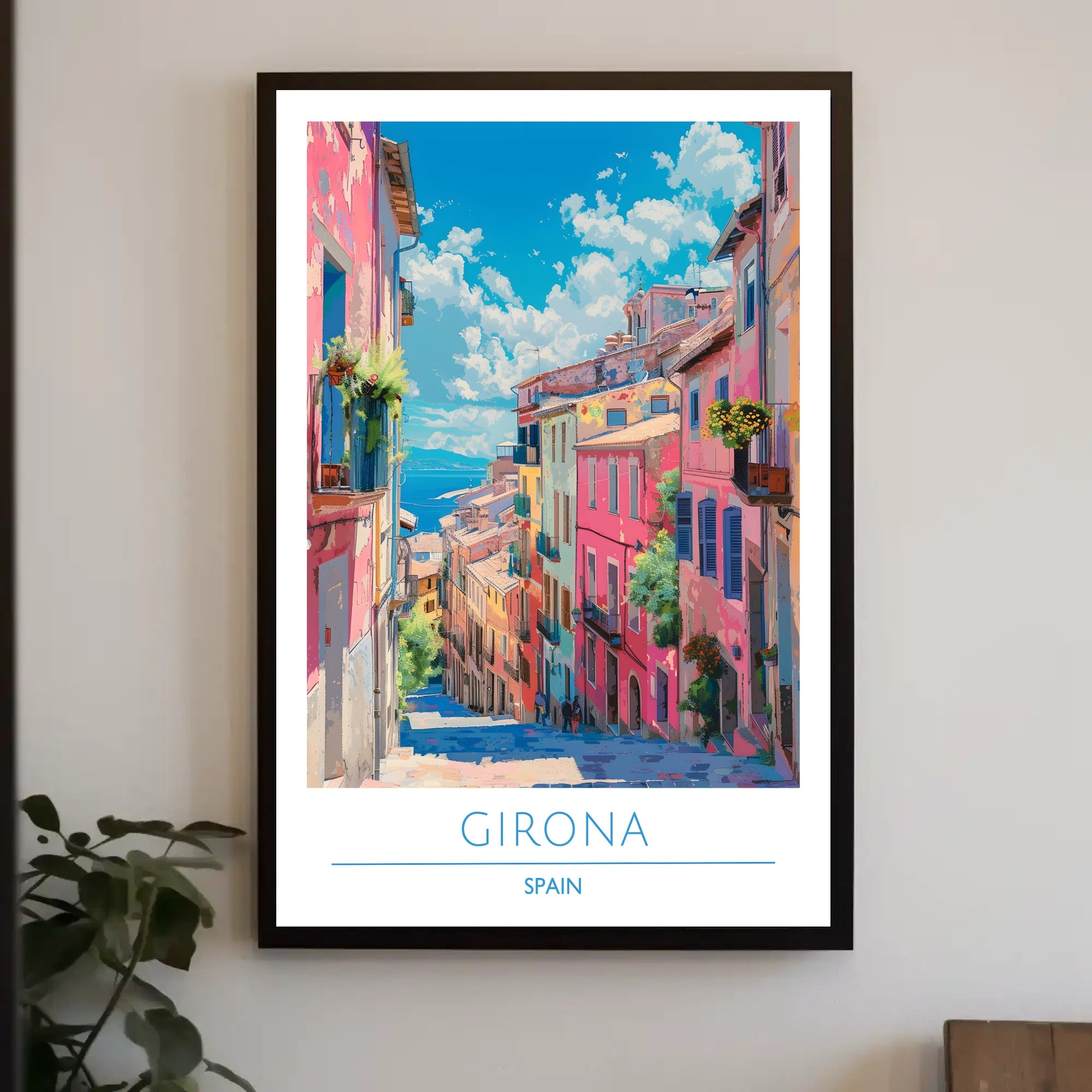 Colorful Streets of Girona Poster