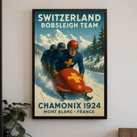 Switzerland Bobsleigh Team Chamonix 1924 Poster