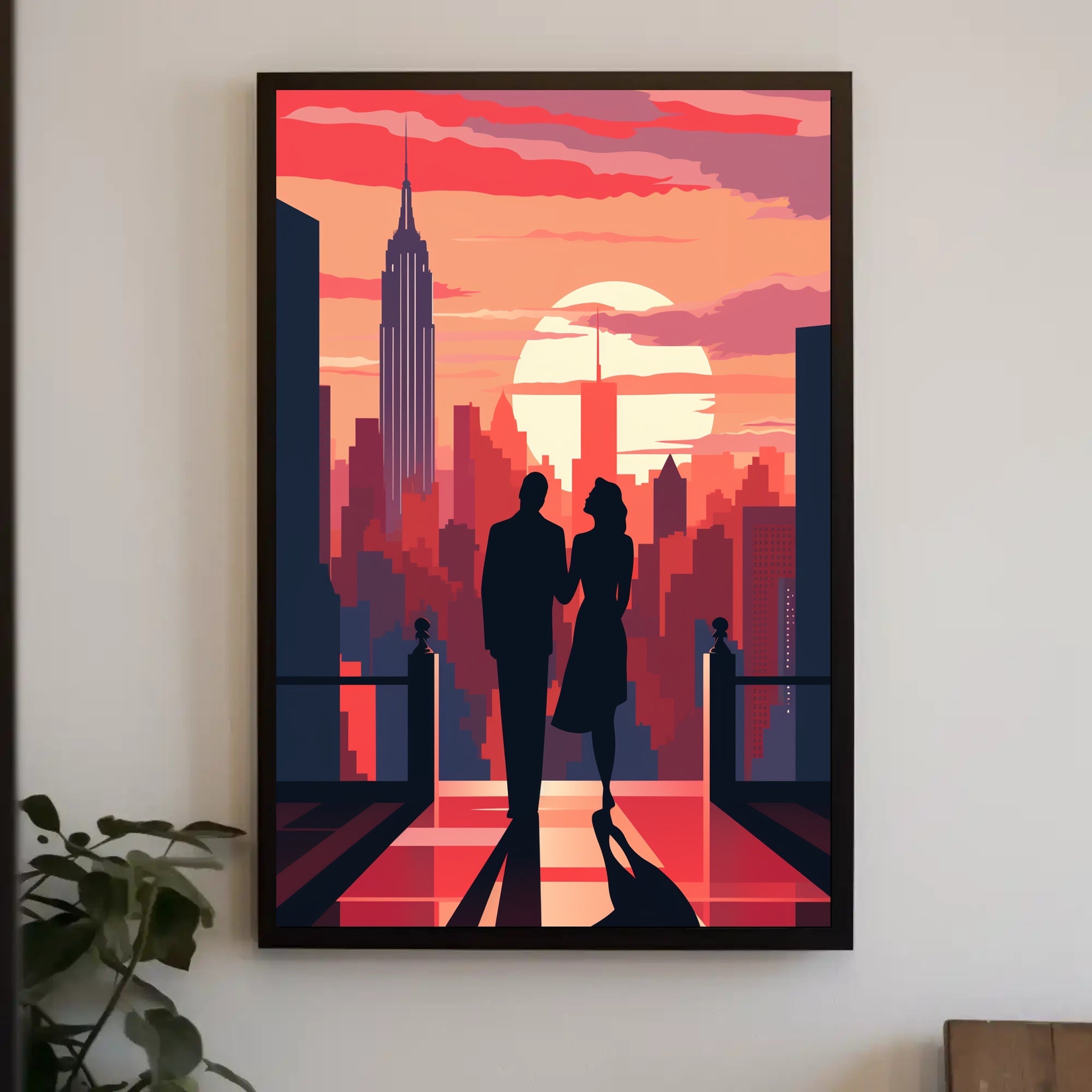 Sunset Silhouettes In The City Poster