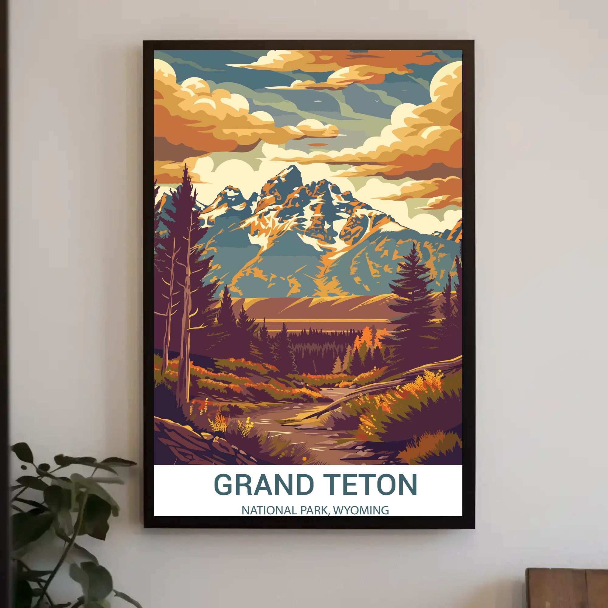 Grand Teton National Park Vintage Illustration National Park Poster