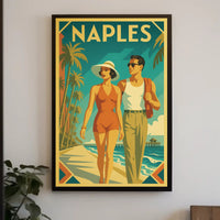 Naples Retro Beach Stroll Poster