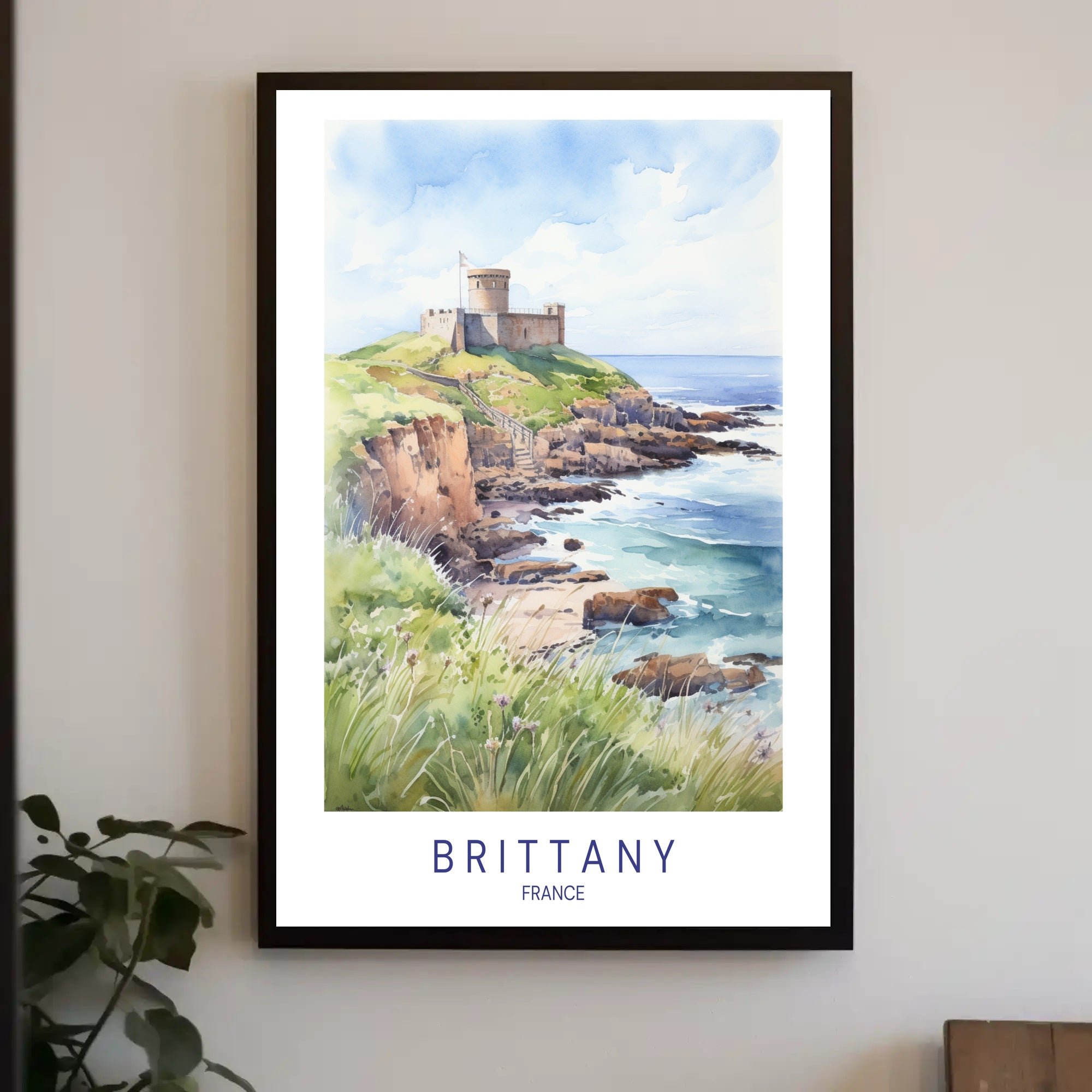 Brittany Coastal Castle Scenic Travel Poster PosterGoat