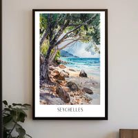 Secluded Seychelles Beach Scenery Travel Poster PosterGoat