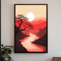 Tranquil Sunset Over Red Mountains Poster