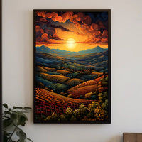 Sunset Over Rolling Hills Poster