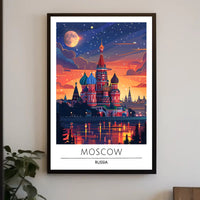 Moscow Nightscape Illustration: Enchanting Urban Cityscape Poster