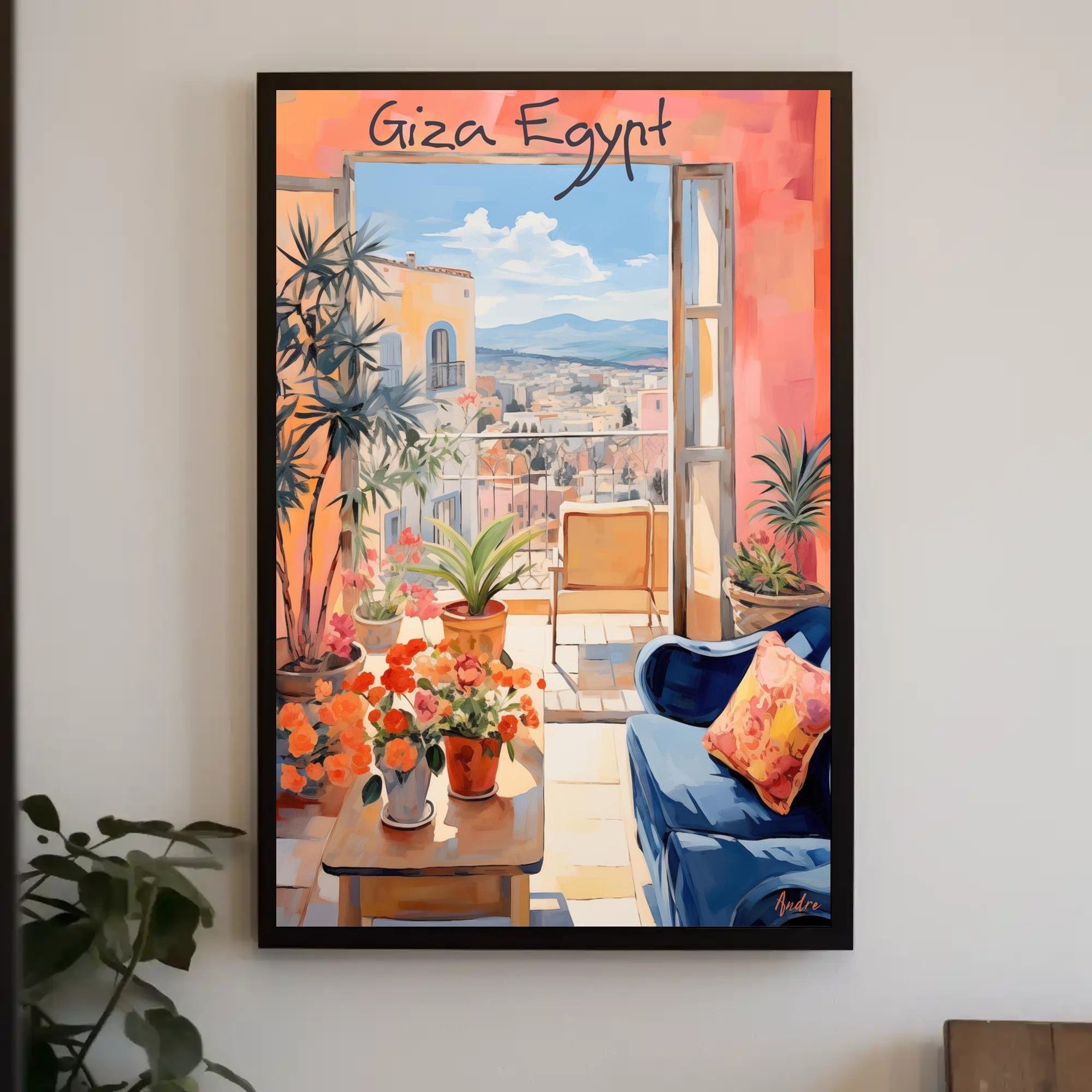 Serene Balcony in Giza Poster