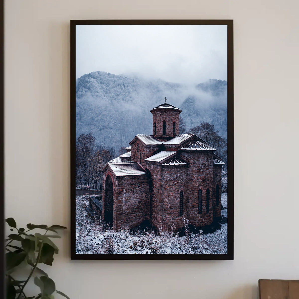 Winter Serenity At A Stone Chapel Poster