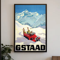 Vintage Winter Adventure in Gstaad Travel Poster PosterGoat