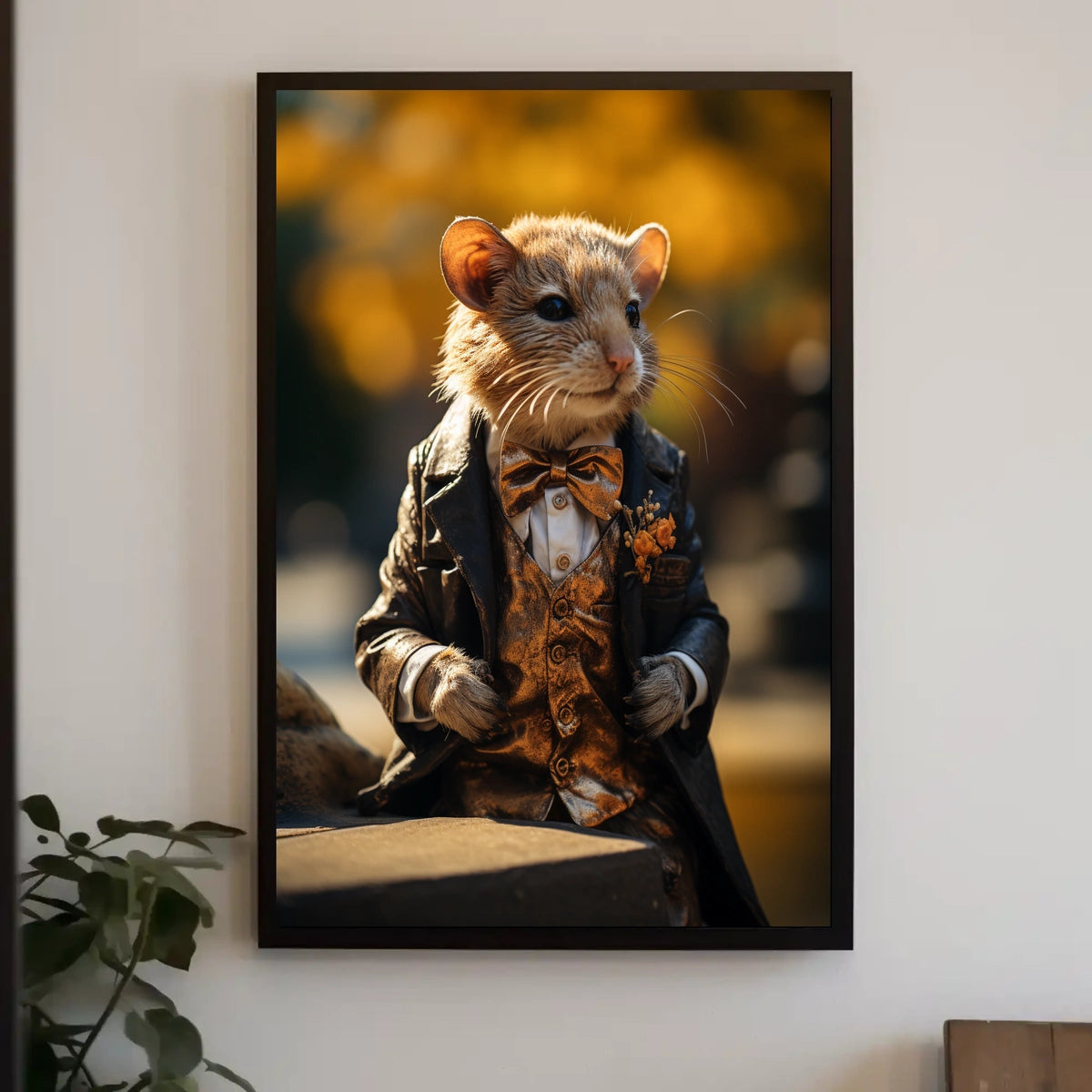 Dapper Mouse In Autumn Attire Poster