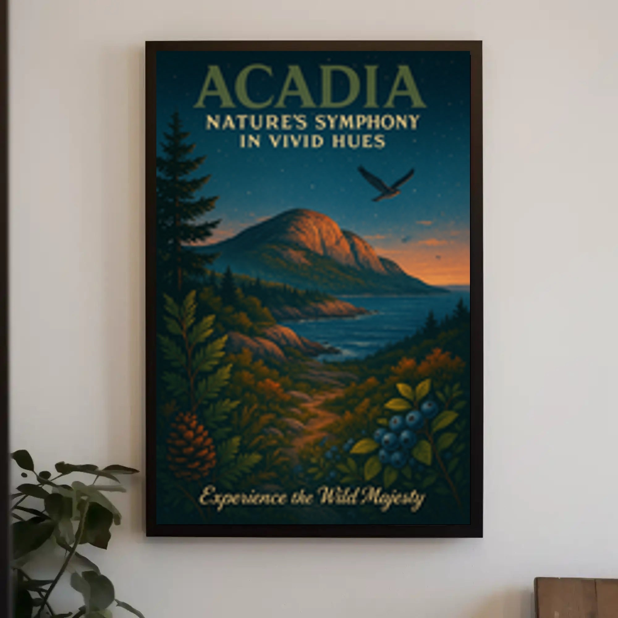 Acadia National Park Poster Vintage Travel Wall Art