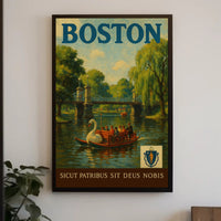 Charming Boston Public Garden Vintage Travel Poster