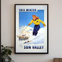 Vintage Sun Valley Winter Adventure Travel Poster PosterGoat