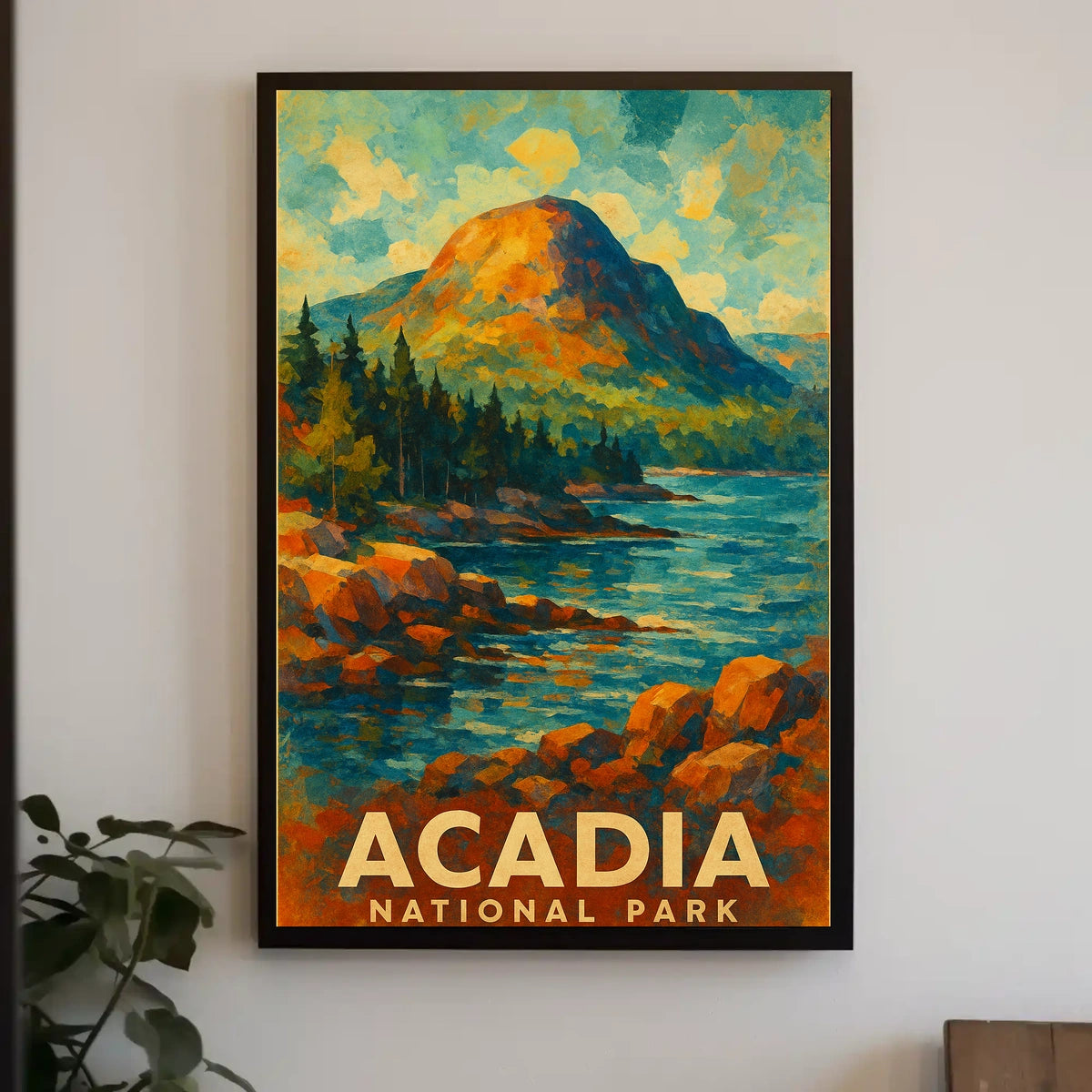 Acadia National Park Coastal Vintage Wanderlust Poster