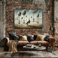 Surreal Hot Air Balloons on Desert Futuristic Sci-Fi Poster